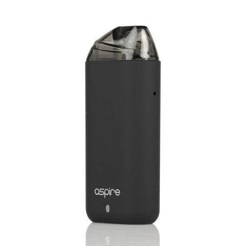 Black vape device with 'aspire' branding on a white background