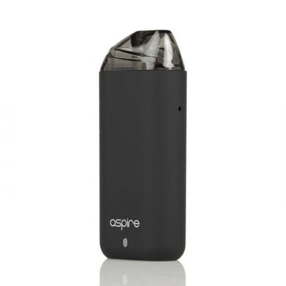 Black vape device with 'aspire' branding on a white background