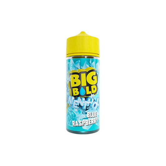 Big Bold Blue Raspberry Menthol Short-fill e-liquid bottle on a white background.