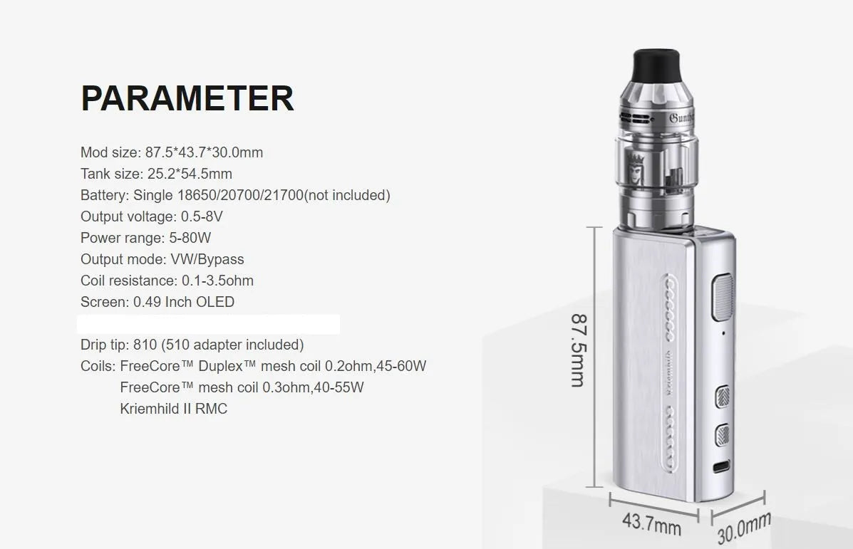 Vapefly Kriemhild 80W Vape Kit Free 18650 Battery | bearsvapes.co.uk