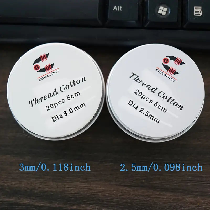 Coilology Cotton Threads | Agleted 2.5 or 3mm 20pk | bearsvapes.co.uk