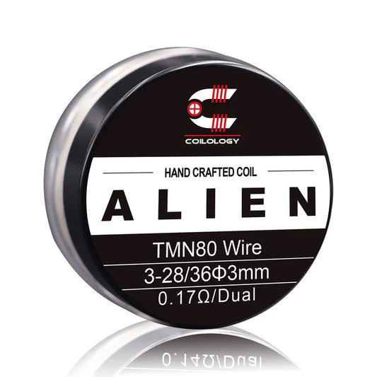 Coilology Alien hand crafted coil packaging on a white background
