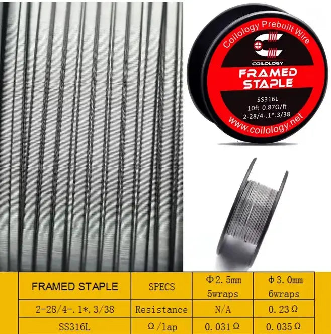 Coilology Framed Staple Wire | Ni80 or SS 10ft Reel | bearsvapes.co.uk