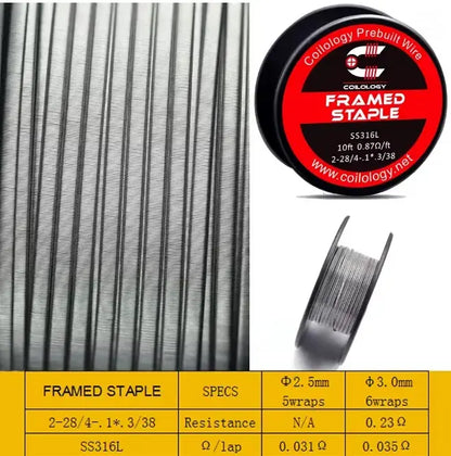 Coilology Framed Staple Wire | Ni80 or SS 10ft Reel | bearsvapes.co.uk