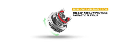 Mechanical device with dual coils or single coil text on a white background