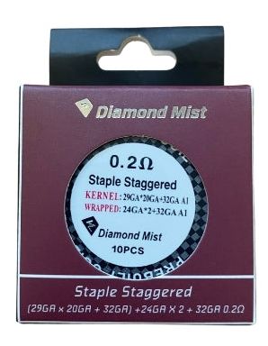 Diamond Mist Pre Made Staple Staggered Coils  | bearsvapes.co.uk