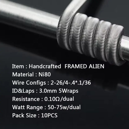 Coilology Framed Staple Alien Handmade Coils 10 Pak | bearsvapes.co.uk