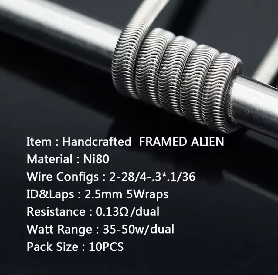 Coilology Framed Staple Alien Handmade Coils 10 Pak | bearsvapes.co.uk