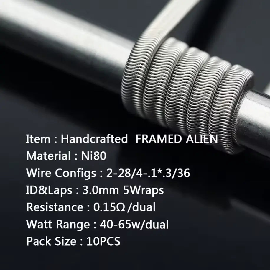 Coilology Framed Staple Alien Handmade Coils 10 Pak | bearsvapes.co.uk