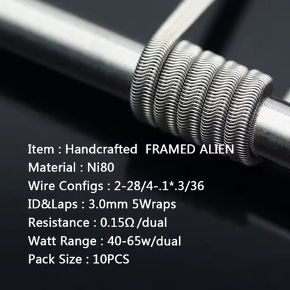 Coilology Framed Staple Alien Handmade Coils 10 Pak | bearsvapes.co.uk