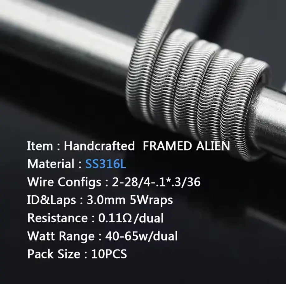 Coilology Framed Staple Alien Handmade Coils 10 Pak | bearsvapes.co.uk