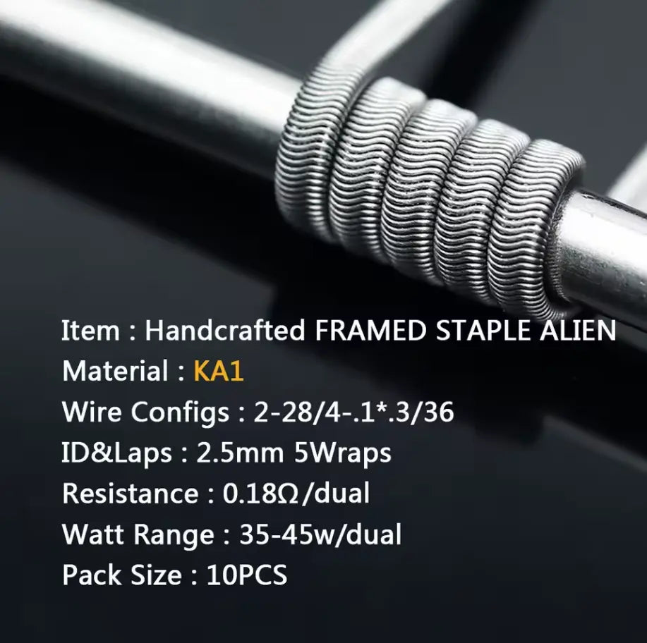Coilology Framed Staple Alien Handmade Coils 10 Pak | bearsvapes.co.uk