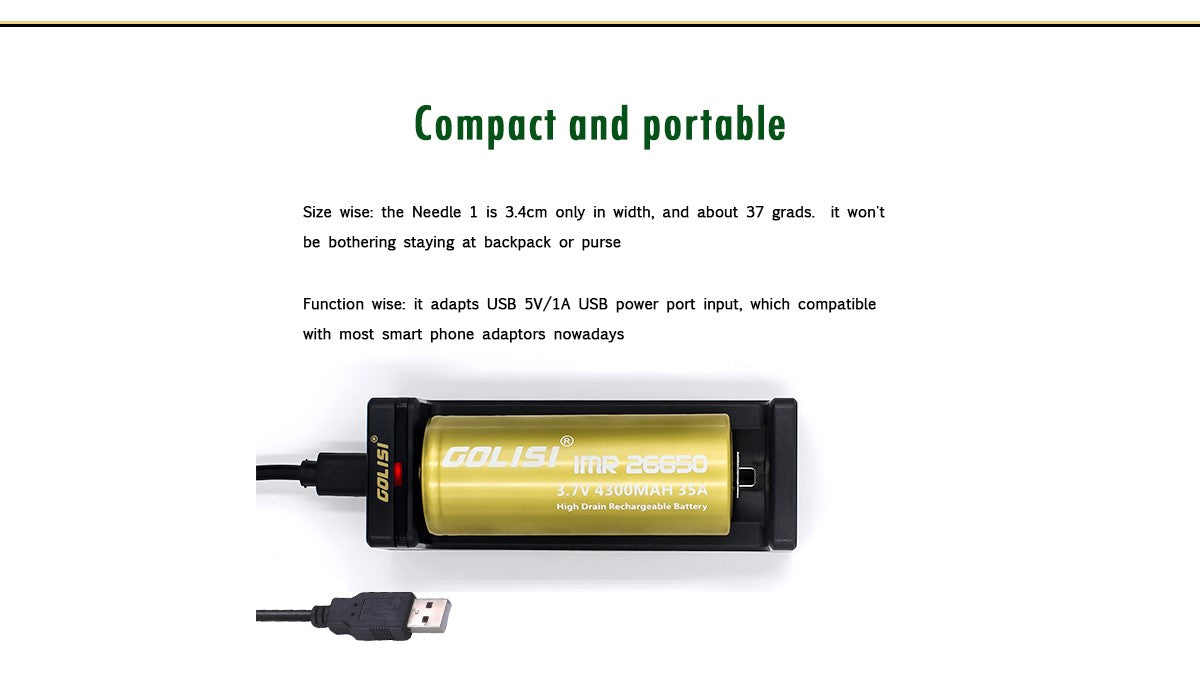 Golisi Needle 1 Smart USB Battery Charger | bearsvapes.co.uk