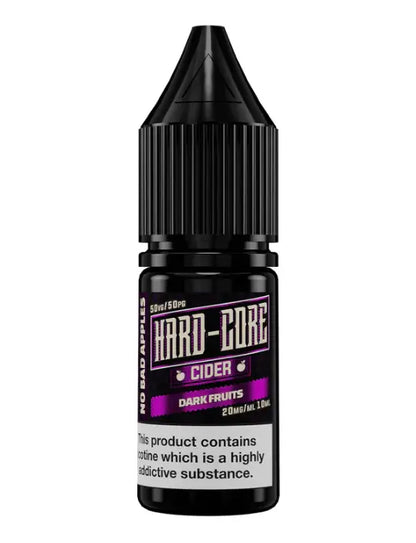 Black vape juice bottle labeled 'Hard-Core Cider' on a white background