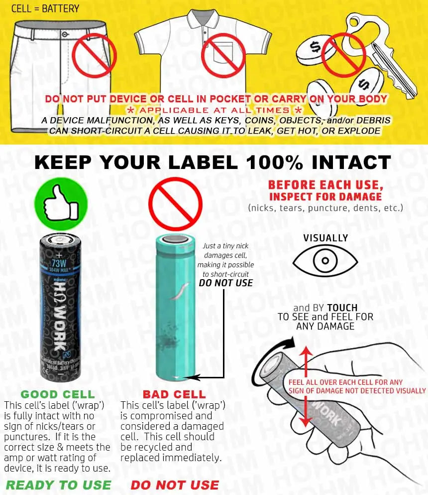 Hohm Tech WORK² 18650 2547mAh 24.7A Rechargeable Battery