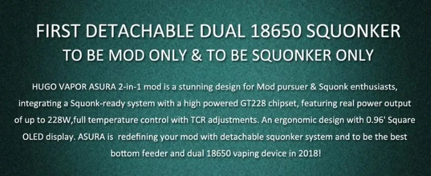 Hugo Vapor Asura | 2-in-1 TC TCR Mod & Squonk |  | bearsvapes.co.uk