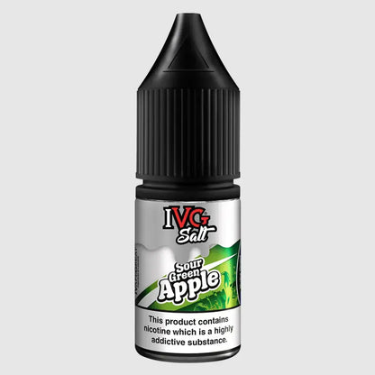 IVG Sour Green Apple Nic Salt e-liquid bottle on a white background