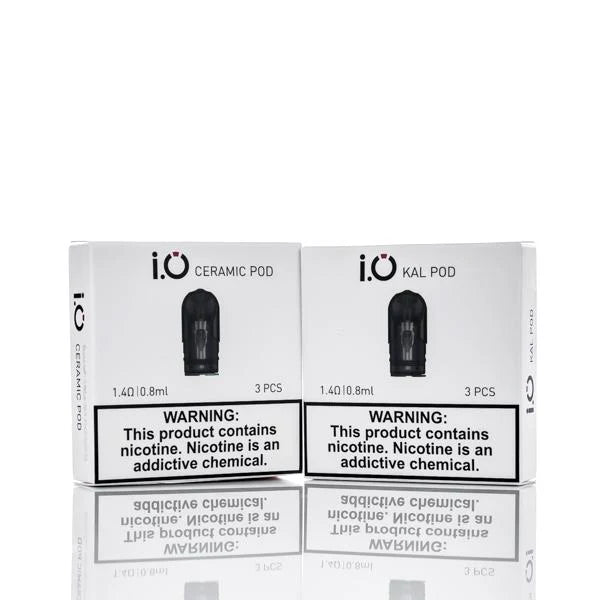 Two white Innokin IO Replacement Pod packs on a white background