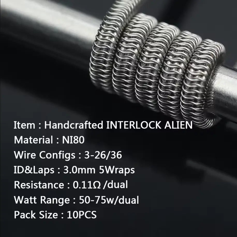 Coilology Interlock Alien Handcrafted Coils 10 Pack | bearsvapes.co.uk