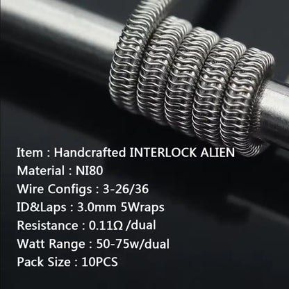 Coilology Interlock Alien Handcrafted Coils 10 Pack | bearsvapes.co.uk
