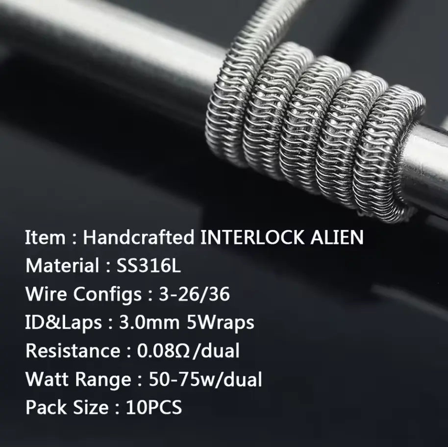Coilology Interlock Alien Handcrafted Coils 10 Pack | bearsvapes.co.uk