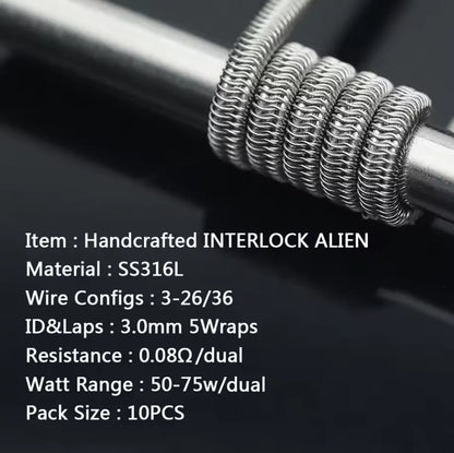 Coilology Interlock Alien Handcrafted Coils 10 Pack | bearsvapes.co.uk