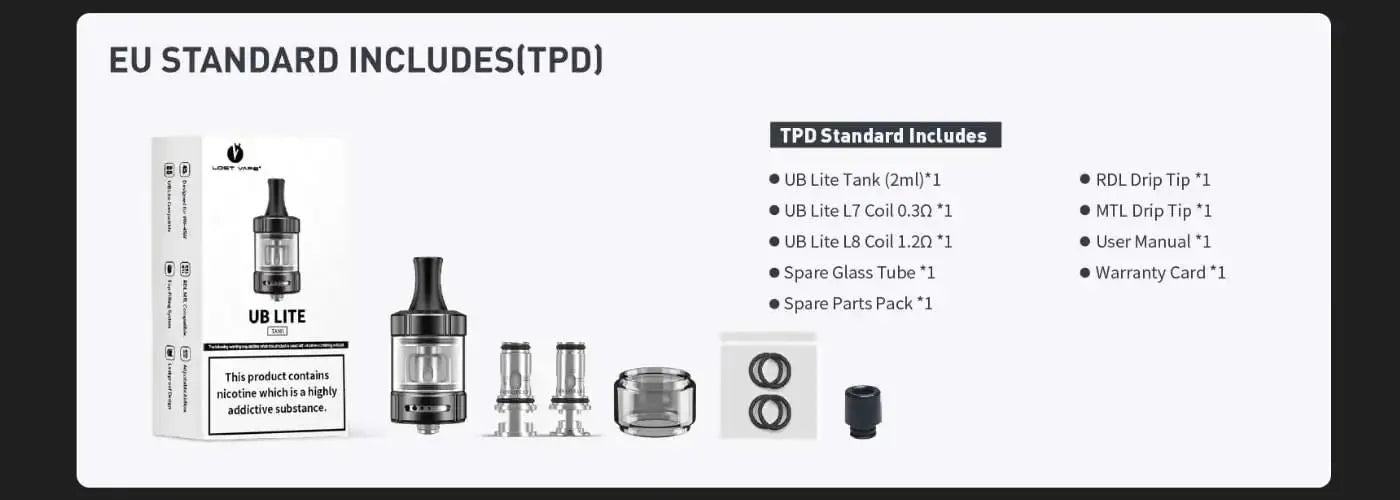 Lost Vape UB Lite Tank | MTL RDTL or DTL | bearsvapes.co.uk