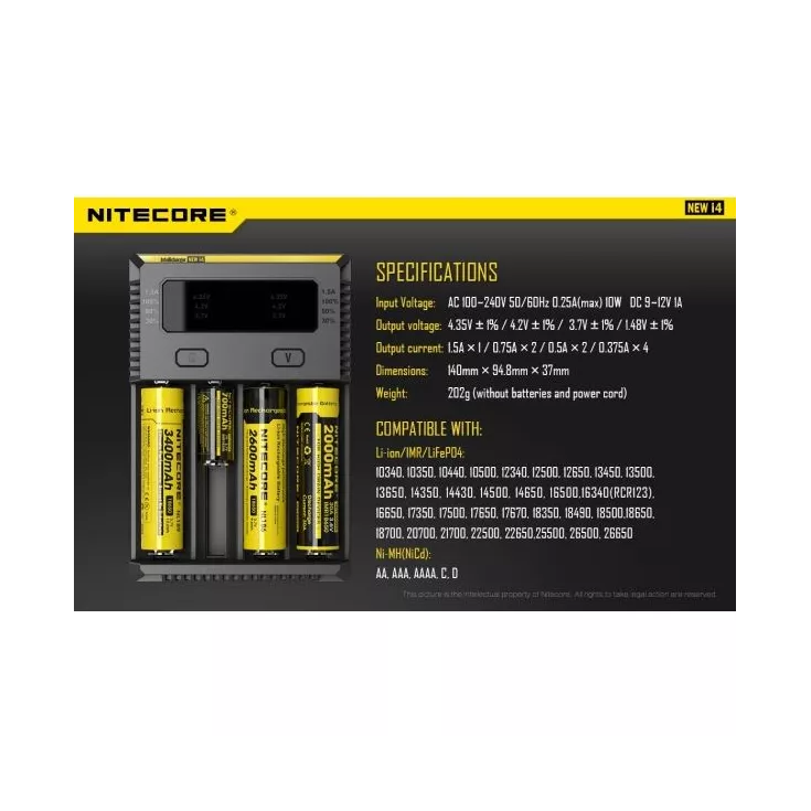 Nitecore NEW Intellicharger i4 Battery Charger | bearsvapes.co.uk