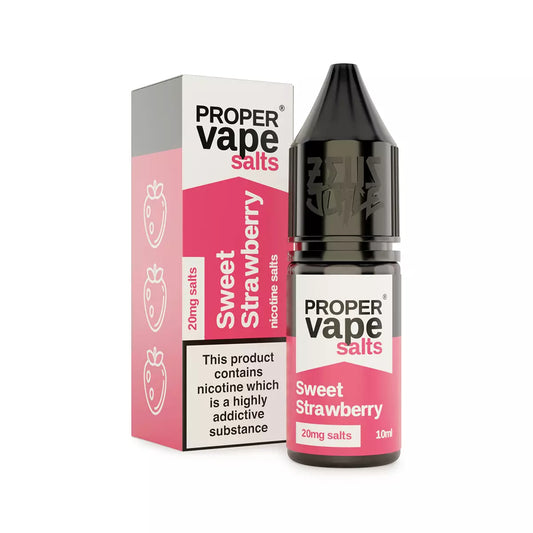 Proper Vape Sweet Strawberry Nic Salt Bottle on a white background