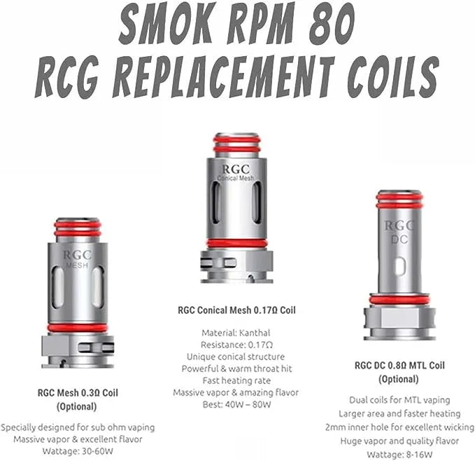 Smok RPM80 RGC Replacement Coils 5pk | bearsvapes.co.uk