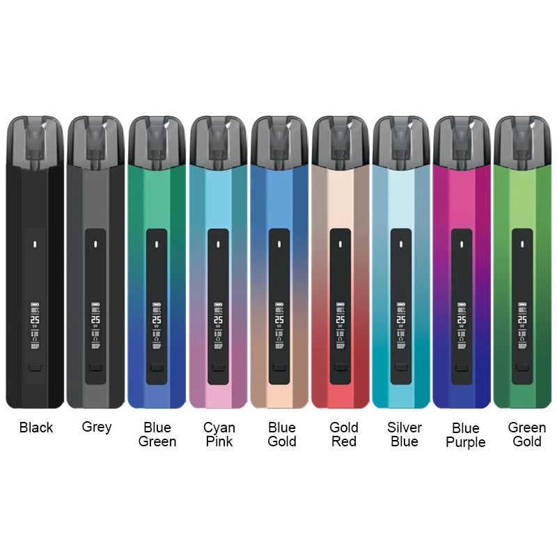 Row of SMOK NFIX Pro Pod Kits in various colours on a white background