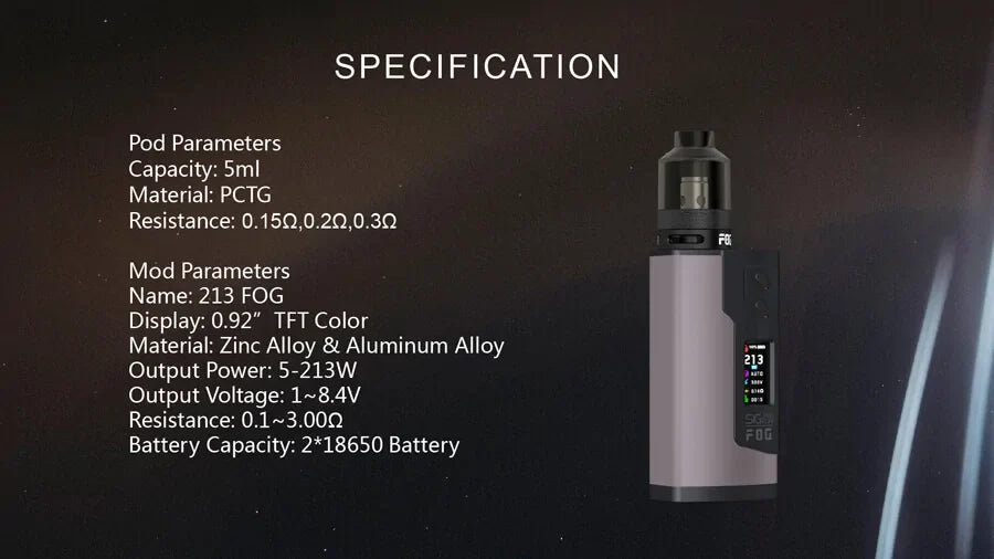 Sigelei 213 FOG Vape Kit | Dual 18650 213 Watt Kit | bearsvapes.co.uk