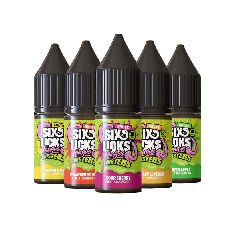 Six Licks Tongue Twisters Nic Salts 4 For 3 Offer | bearsvapes.co.uk