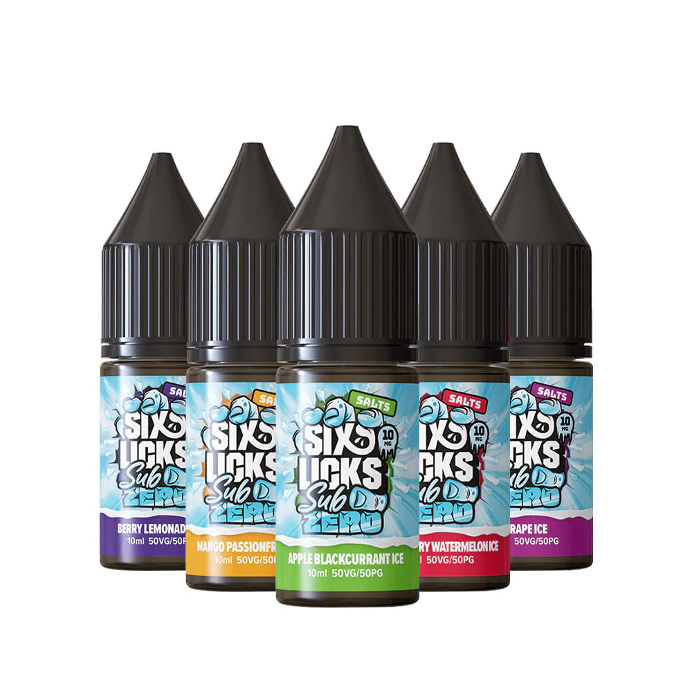 Six Licks Sub Zero Nic Salts 4 For 3 Offer | bearsvapes.co.uk