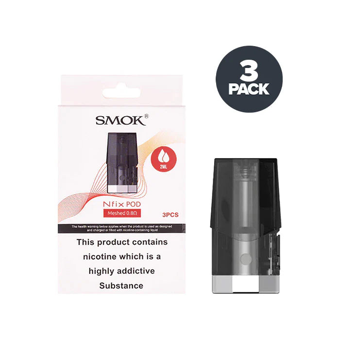 Smok Nfix Pods, showing packaging and a single pod on a white background.