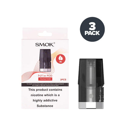 Smok Nfix Pods, showing packaging and a single pod on a white background.