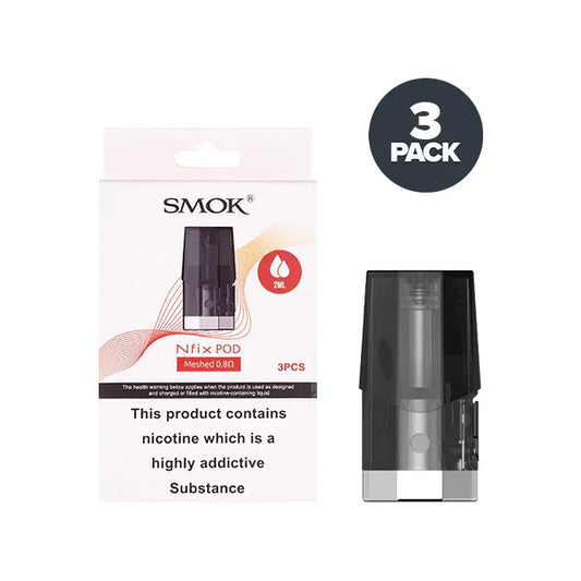 Smok Nfix Pods, showing packaging and a single pod on a white background.