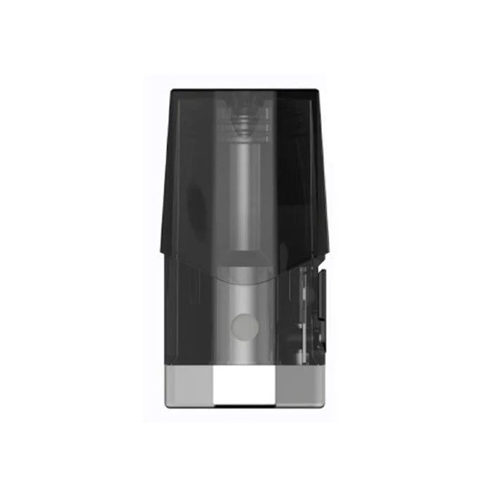 A translucent black and clear vape pod shown from the back against a plain white background.