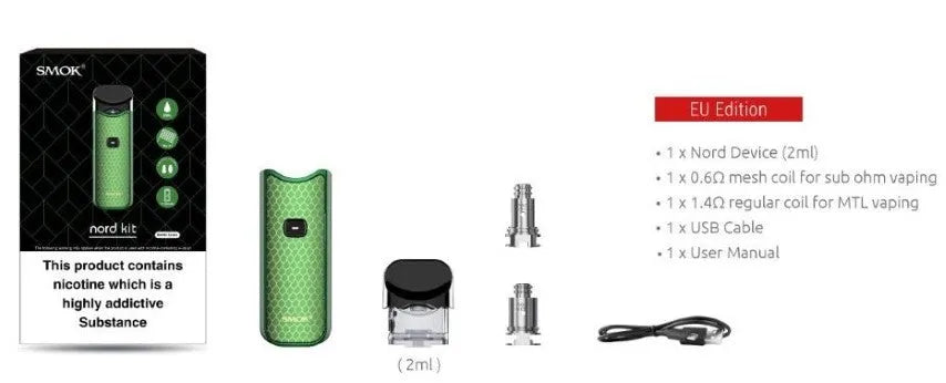 Smok Nord Pod Vape Kit | Extra FREE Pod and 2 Coils | bearsvapes.co.uk