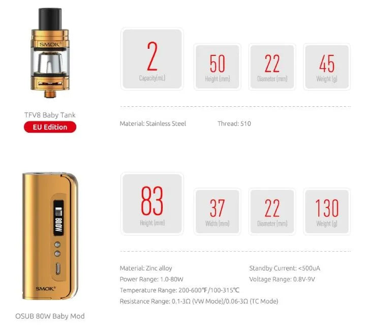 Smok Osub Baby Vape Kit - FREE 18650 Battery | bearsvapes.co.uk