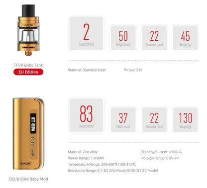 Smok Osub Baby Vape Kit - FREE 18650 Battery | bearsvapes.co.uk