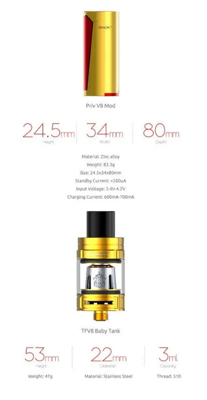 Smok Priv V8 Vape Kit | £19.95 | Free 18650 Battery | bearsvapes.co.uk