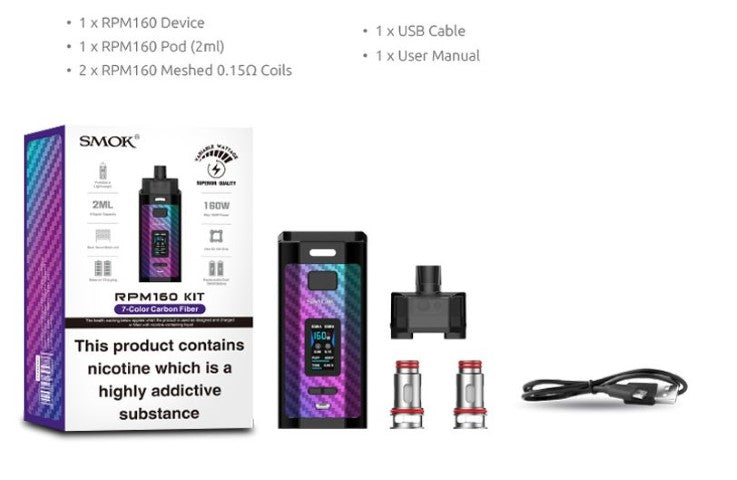 Smok RPM160 Pod Vape Kit | 2 FREE 18650 Batteries | bearsvapes.co.uk
