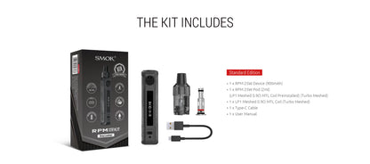 Box contents of the Smok RPM 25W Pod Vape Kit