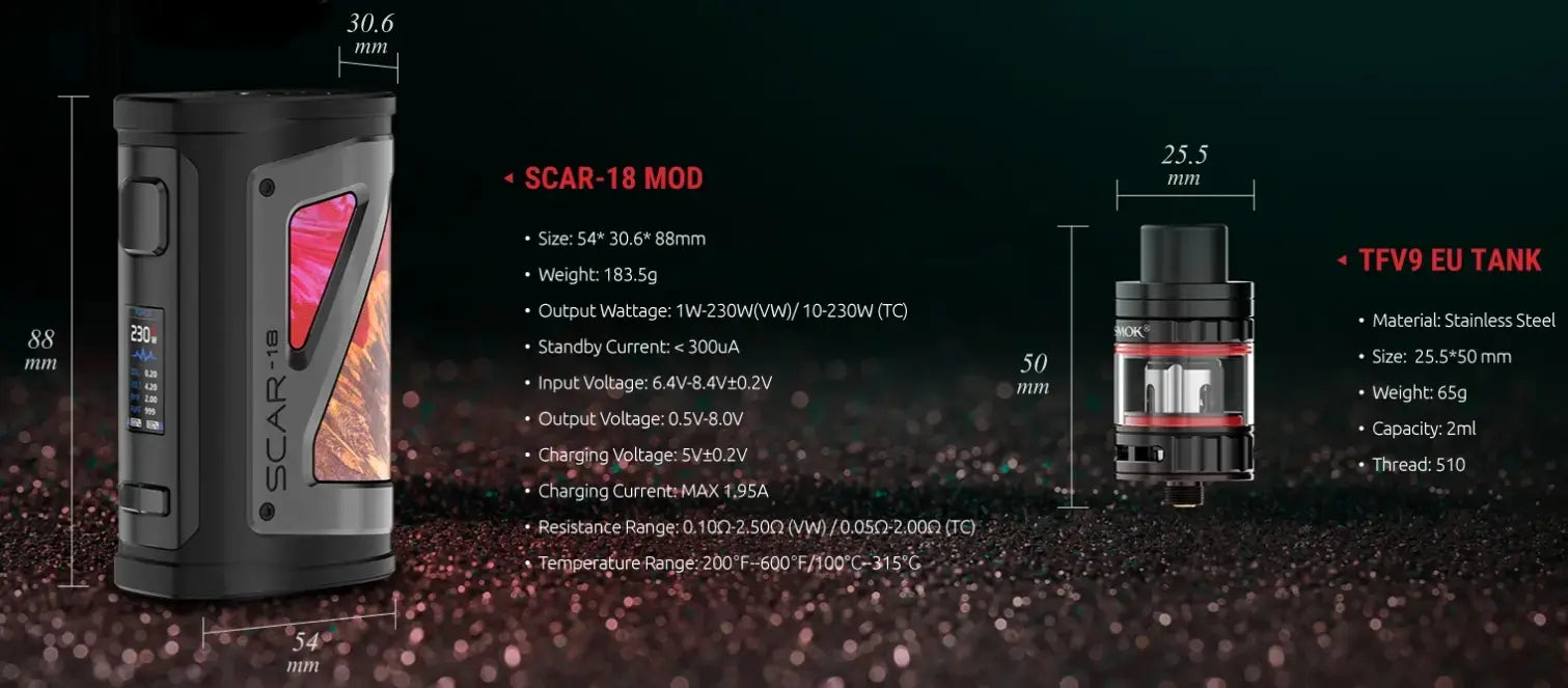 Smok Scar 18 Vape Kit | With TFV9 Tank| ONLY £29.95 | bearsvapes.co.uk