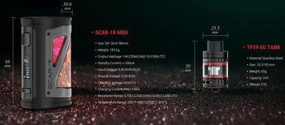 Smok Scar 18 Vape Kit | With TFV9 Tank| ONLY £29.95 | bearsvapes.co.uk