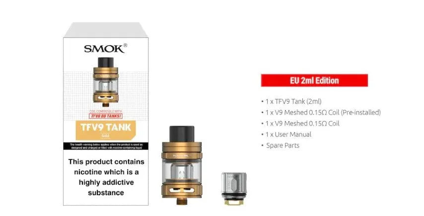 Smok TFV9 Sub-ohm Vape Tank | 2ml | NOW ONLY £14.95 | bearsvapes.co.uk