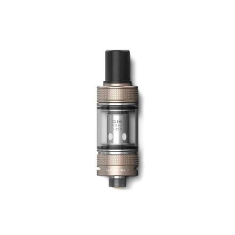 A single vape tank shown vertically against a plain white background. The device features a pale gold body with a black mouthpiece.