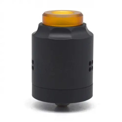 A matte black Timesvape Ardent RDA with a translucent amber-coloured top mouthpiece, shown against a plain white background.