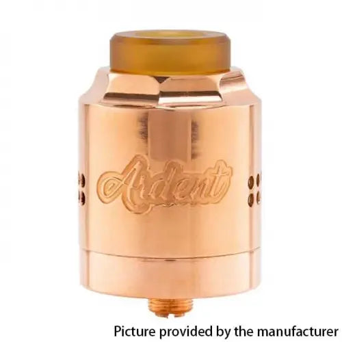 A copper-coloured Adent vape replacement tank with a translucent amber top, shown on a white background with a text overlay at the bottom.
